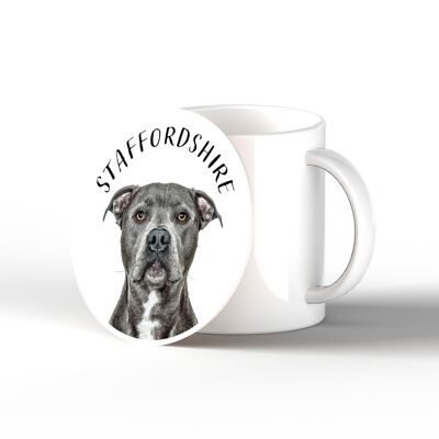 P7107 – Staffy Gruff Pawtraits Hundefotografie Bedruckter Keramik-Untersetzer mit Hundemotiv