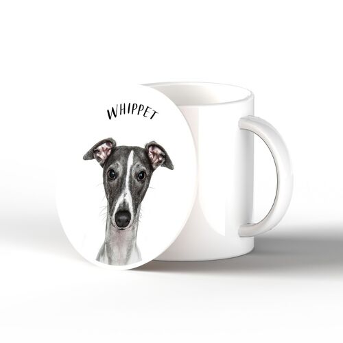 P7109 - Whippet Gruff Pawtraits Dog Photography Printed Ceramic Coaster Dog Themed Home Decor