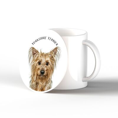 P7110 - Yorkshire Terrier Gruff Pawtraits Fotografía de perro Impreso Posavasos de cerámica Decoración para el hogar con temática de perro