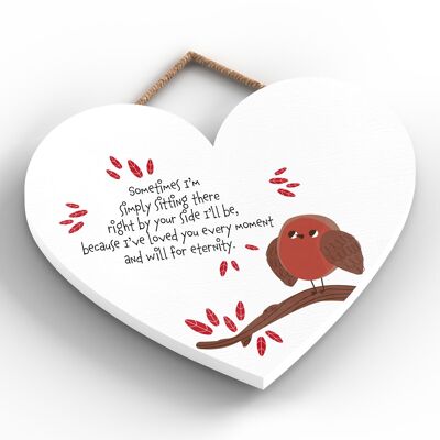 P7111 - Right By You Side Robin Themed Heart Shaped Sentimental Remembrance Plaque