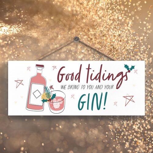 P7122 - Good Tidings Alcohol Themed Christmas Gifts And Decorations Hanging Plaque