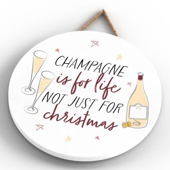 P7127 - Plaque à suspendre pour cadeaux et décorations de Noël sur le thème de l'alcool Champagne For Life 4