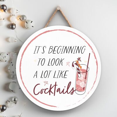 P7134 - Molto simile ai cocktail Regali di Natale e decorazioni a tema alcolico Placca da appendere