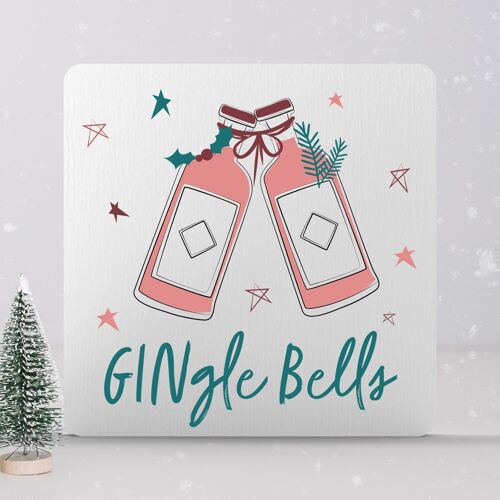 P7136 - Gingle Bells Alcohol Themed Christmas Gifts And Decorations Standing Block