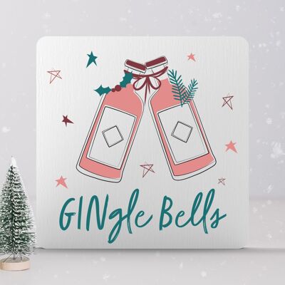 P7136 - Bloque de pie para decoraciones y regalos navideños con temática de alcohol de Gingle Bells