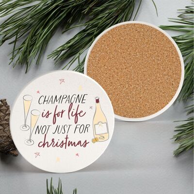 P7141 - Champagne For Life Alcohol Themed Christmas Gifts And Decorations Ceramic Coaster