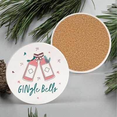 P7144 - Gingle Bells Alcohol Themed Christmas Gifts And Decorations Ceramic Coaster