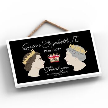 P7160 - Queen Elizabeth II Thank You Your Majesty Black Memorial Keepsake Plaque en bois 2