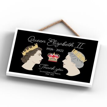 P7160 - Queen Elizabeth II Thank You Your Majesty Black Memorial Keepsake Plaque en bois 4