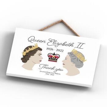 P7161 - Queen Elizabeth II Thank You Your Majesty White Memorial Keepsake Plaque en bois 4