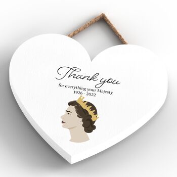 P7169 - Queen Elizabeth II Thank You Black Heart Shaped Memorial Keepsake Plaque en bois 4
