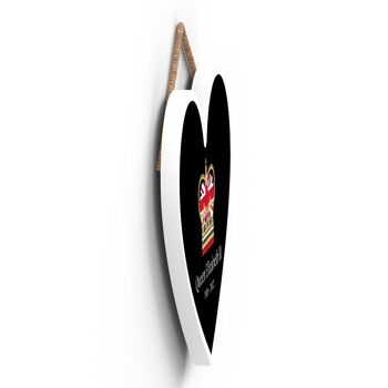 P7170 - Plaque commémorative en bois en forme de cœur noir de la reine Elizabeth II 3
