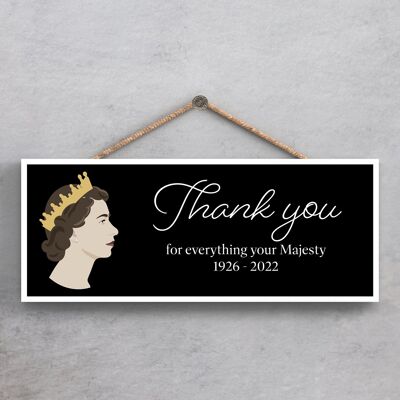 P7179 - Queen Elizabeth II Thank You Your Majesty Black Memorial Keepsake Wooden Plaque