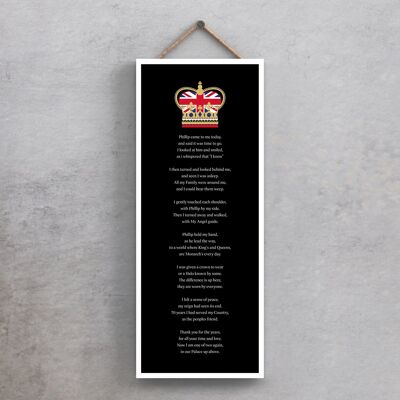 P7180 - Queen Elizabeth II Prince Phillip Poem Black Memorial Keepsake Wooden Plaque