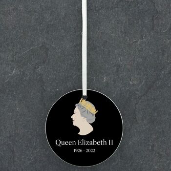 P7184 - Reine Elizabeth II 1926-2022 Ornement commémoratif en céramique en forme de cercle noir 1