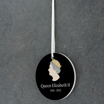 P7184 - Reine Elizabeth II 1926-2022 Ornement commémoratif en céramique en forme de cercle noir 3