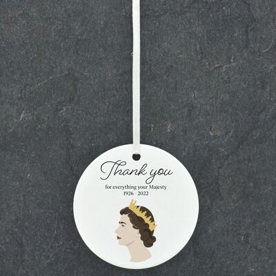 P7189 – Queen Elizabeth II Thank You Your Majesty Circle Shaped Memorial Keepsake Keramikornament
