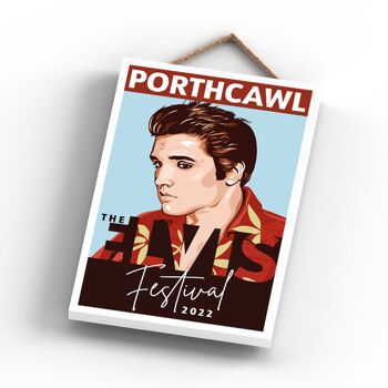 P7198 - The Elvis Festival Porthcawl 2022 Elvis Presley Illustration dessinée à la main Style affiche Plaque en bois 3