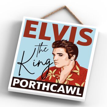 P7200 - Elvis The King Porthcawl Elvis Presley Illustration Dessinée à la Main Style Affiche Plaque en Bois 4