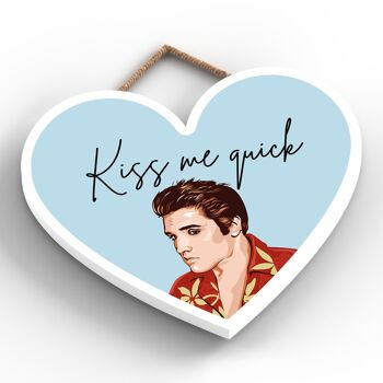 P7204 - Elvis Kiss Me Quick Elvis Presley Illustration Dessinée à la Main Style Affiche Plaque en Bois 2