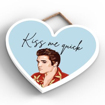 P7204 - Elvis Kiss Me Quick Elvis Presley Illustration Dessinée à la Main Style Affiche Plaque en Bois 4