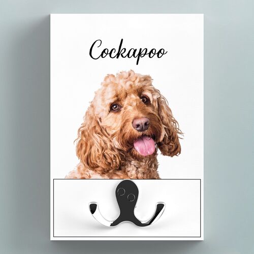 P7216 - Cockapoo Wall Hanging Wooden Lead Hook Gift Idea For Dog Lovers