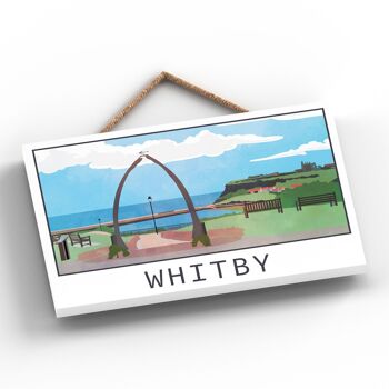 P7220 - Whitby Whale Arch Whale Jaw Bon Paysage Illustration Plaque en bois 2