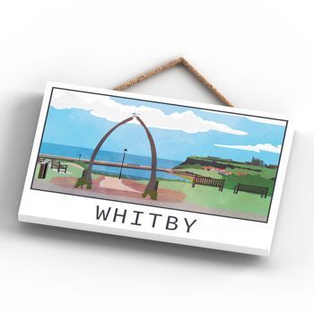 P7220 - Whitby Whale Arch Whale Jaw Bon Paysage Illustration Plaque en bois 4