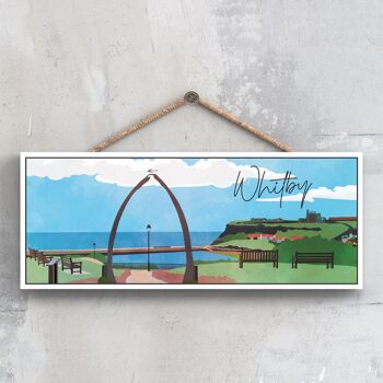 P7231 - Whitby Whale Arch Whale Jaw Bon Paysage Illustration Plaque en bois 1