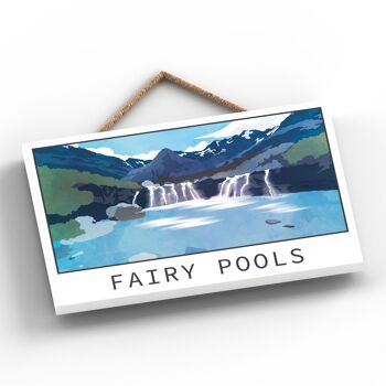 P7243 - Plaque en bois avec illustration de paysage de Fairy Pools Scotlands 2