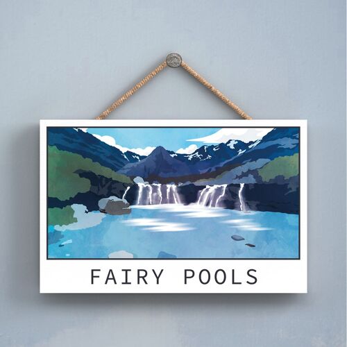 P7243 - Fairy Pools Scotlands Landscape Illustration Wooden Plaque