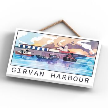 P7246 - Girvan Harbour Scotlands Landscape Illustration Plaque décorative en bois à suspendre 4