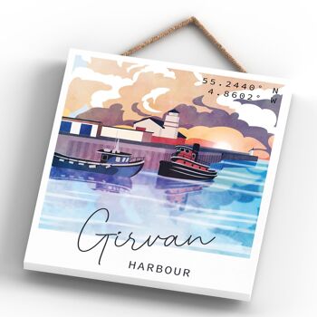P7248 - Girvan Harbour Scotlands Landscape Illustration Plaque décorative en bois à suspendre 4