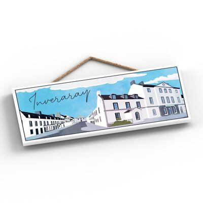 P7287 - Inveraray Street Scotlands Landscape Illustration Wooden Hanging Plaque