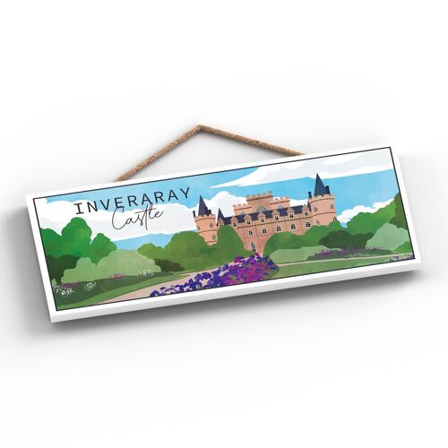 P7288 - Inveraray Castle Scotlands Landscape Illustration Wooden Hanging Plaque