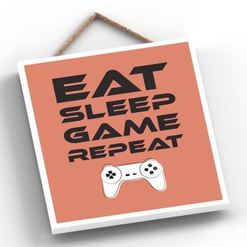 P7295 - Eat Sleep Game Repeat Gaming Room Plaque Décoration murale Gamer Idée cadeau 2