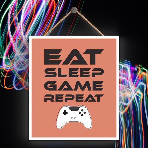 P7296 - Eat Sleep Game Repeat Gaming Room Plaque Wall Decor Gamer Gift Idea