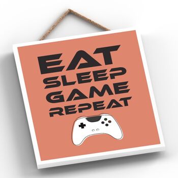 P7296 - Eat Sleep Game Repeat Gaming Room Plaque Décoration murale Gamer Idée cadeau 2