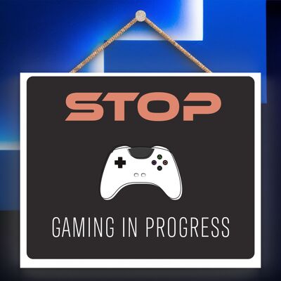P7309 – Stop Gaming In Progress Gaming Room Plaque Wanddekoration Gamer Geschenkidee