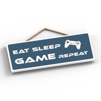 P7312 - Eat Sleep Game Repeat Gaming Room Plaque Décoration murale Gamer Idée cadeau 2