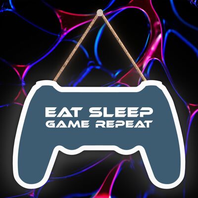 P7314 - Eat Sleep Game Repeat Gaming Room Console Plaque Décoration murale Gamer Idée cadeau
