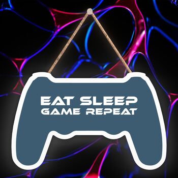 P7314 - Eat Sleep Game Repeat Gaming Room Console Plaque Décoration murale Gamer Idée cadeau 1
