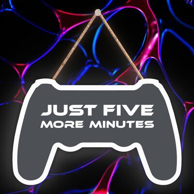 P7317 - Five More Minutes Gaming Room Console Plaque Wall Decor Gamer Idea regalo