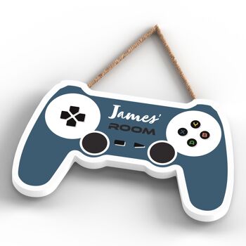 P7320 - Plaque de console de salle de jeu bleue personnalisée Décoration murale Gamer Idée cadeau 4