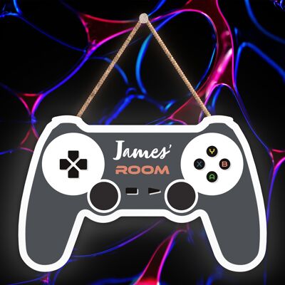 P7321 - Personalised Grey Gaming Room Console Plaque Wall Decor Gamer Gift Idea