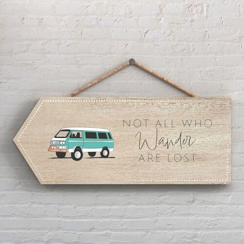 P7328 - All Who Wander Road Sign Camper Caravan Camping Themed Hanging Plaque
