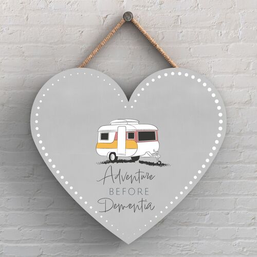 P7329 - Adventure Before Dementia Heart Camper Caravan Camping Themed Hanging Plaque