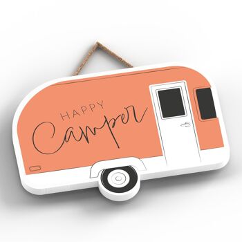 P7340 - Plaque à suspendre sur le thème du camping Happy Camper Caravan 2