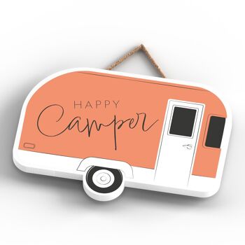 P7340 - Plaque à suspendre sur le thème du camping Happy Camper Caravan 4