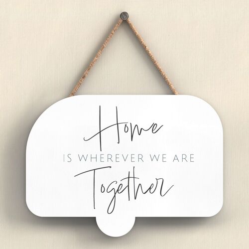 P7346 - Home Is Together Camper Caravan Camping Themed Hanging Plaque